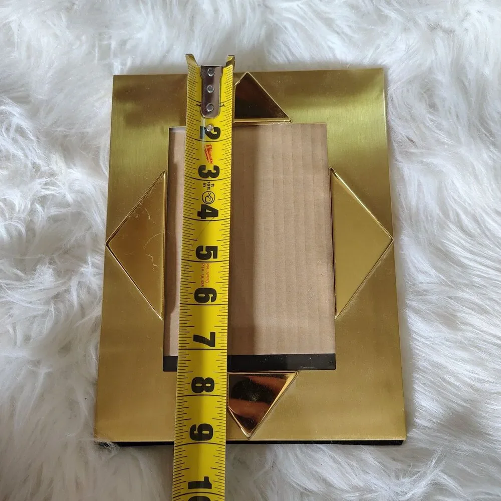 VTG Gold Tone Metal Pictures Frame Geometric Triangle Accent Border